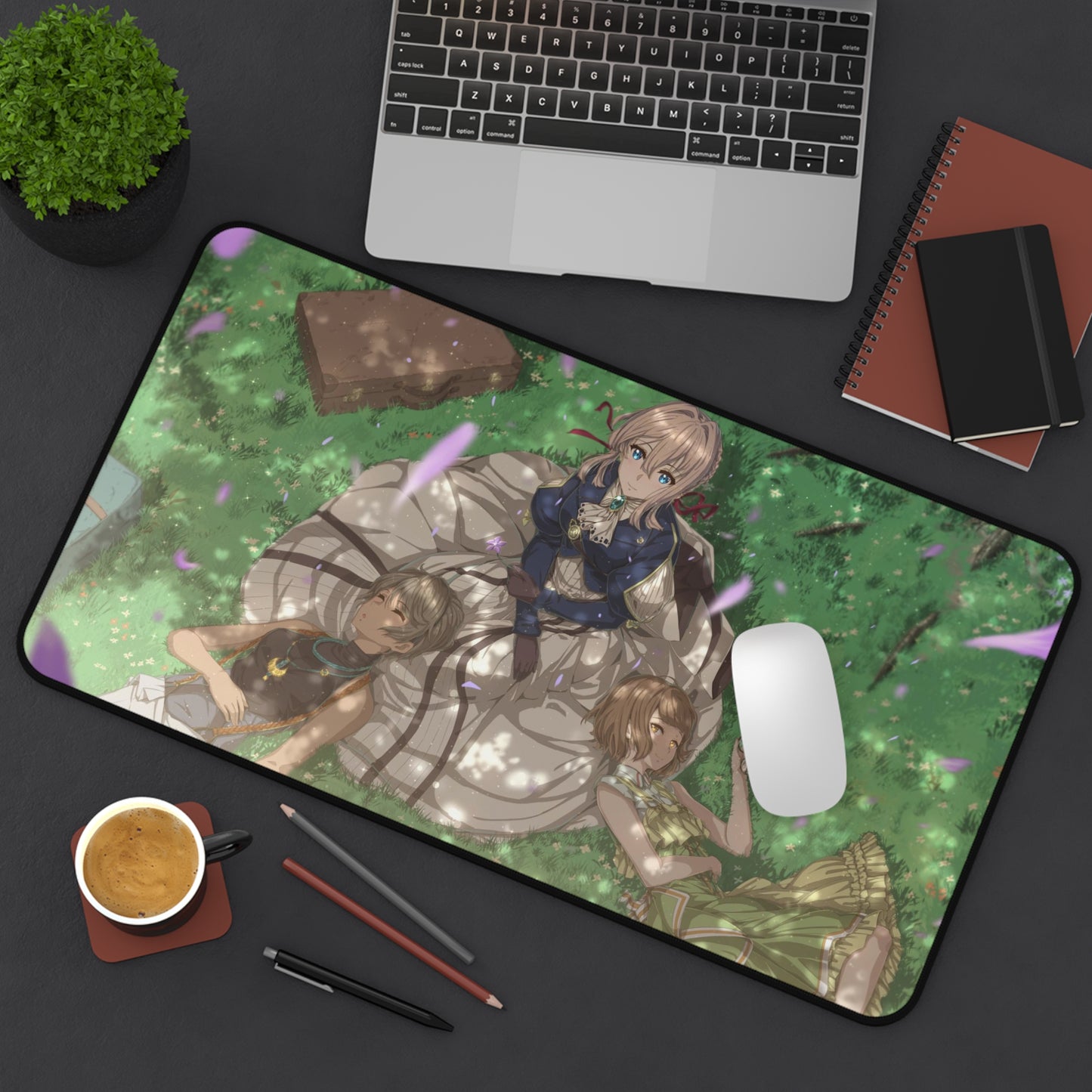 Violet Evergarden Desk Mat - Iris Violet and Erica Anime Mousepad - XXL Gaming Mousepad - Non Slip Manga Playmat