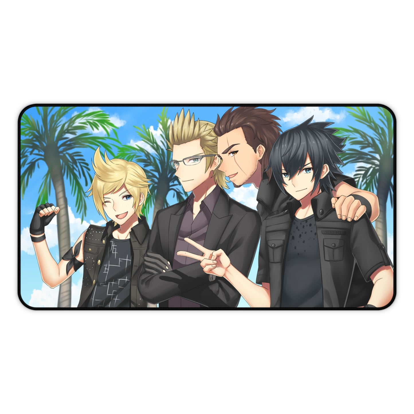 Final Fantasy 15 Party Members Desk Mat - FFXV Gaming Mousepad - XXL Non Slip Anime Playmat - Prompto Ignis Gladiolus Noctis