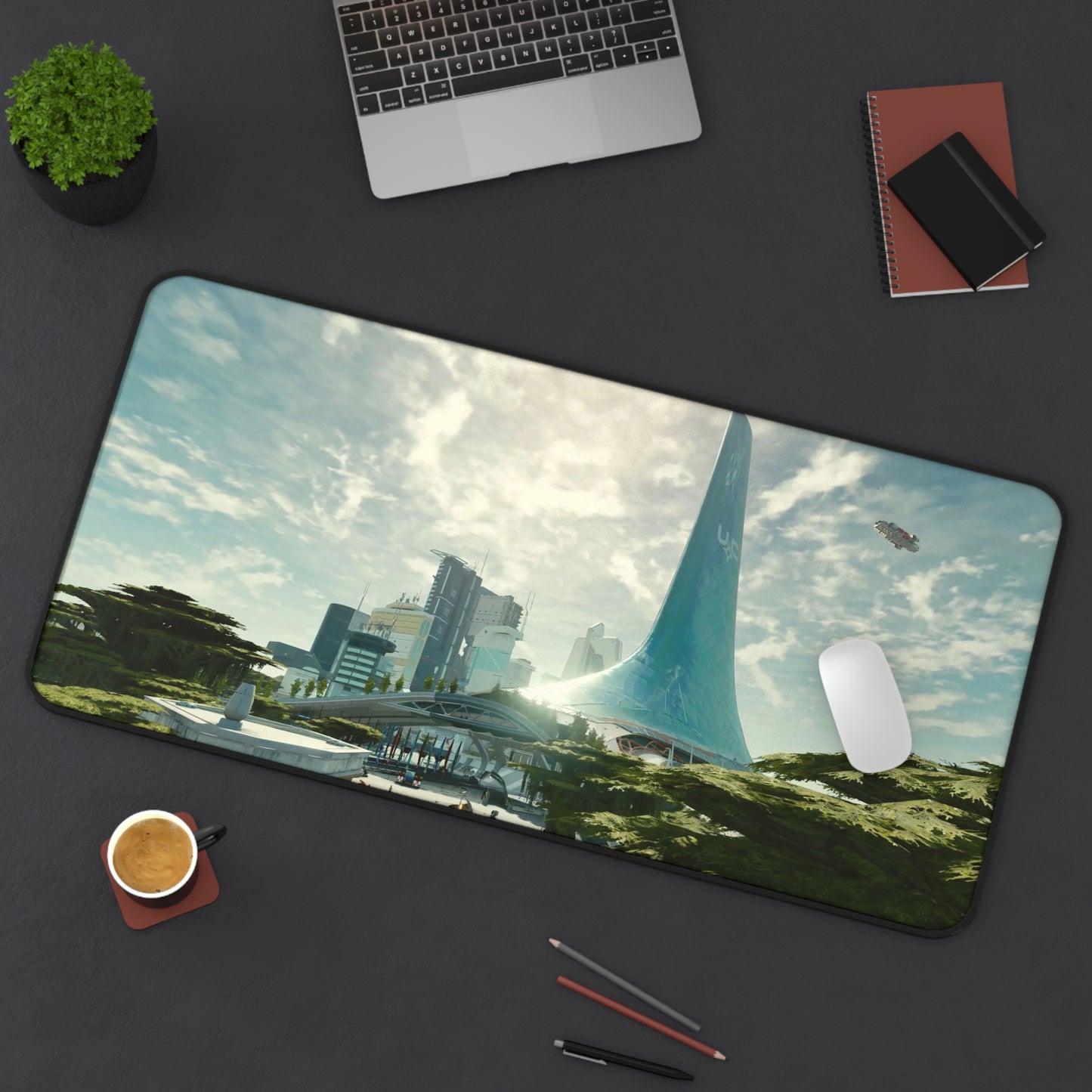 Starfield Desk Mat - New Atlantis XXL Gaming Mousepad - Non Slip Gamer Playmat - Sci Fi Art Gift