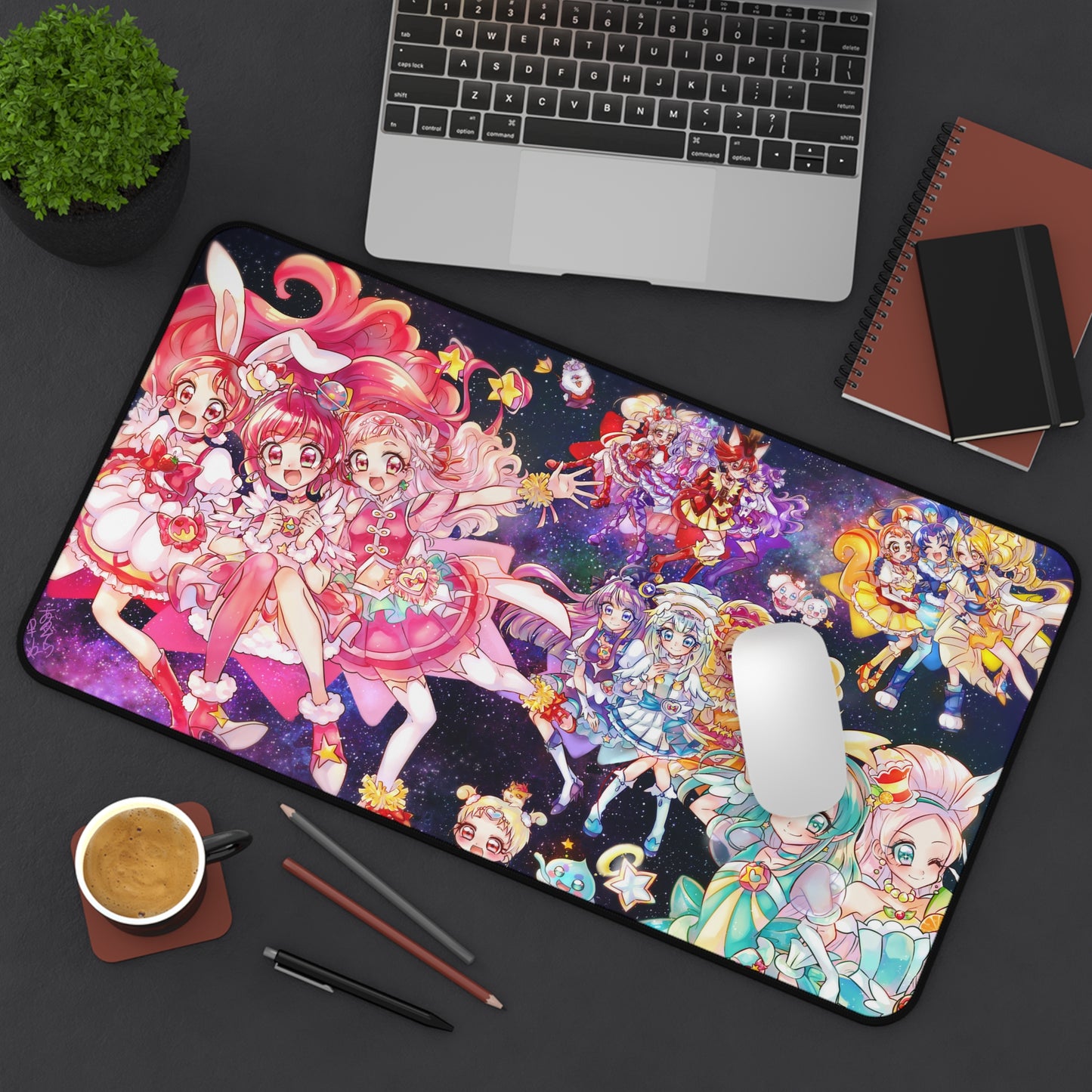 Pretty Cure Anime Desk Mat - All Star Characters Precure Mousepad - Non Slip Playmat