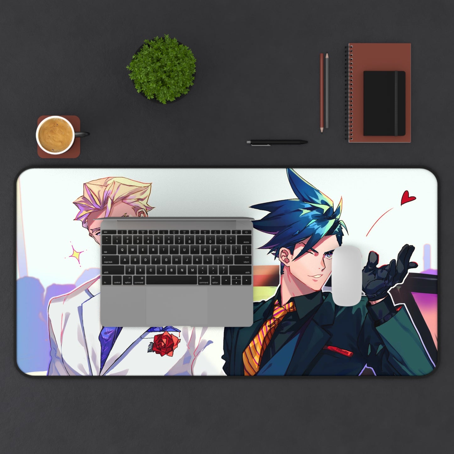 Promare Desk Mat - Kray and Galo Husbandos Anime Mousepad - Non Slip Manga Playmat