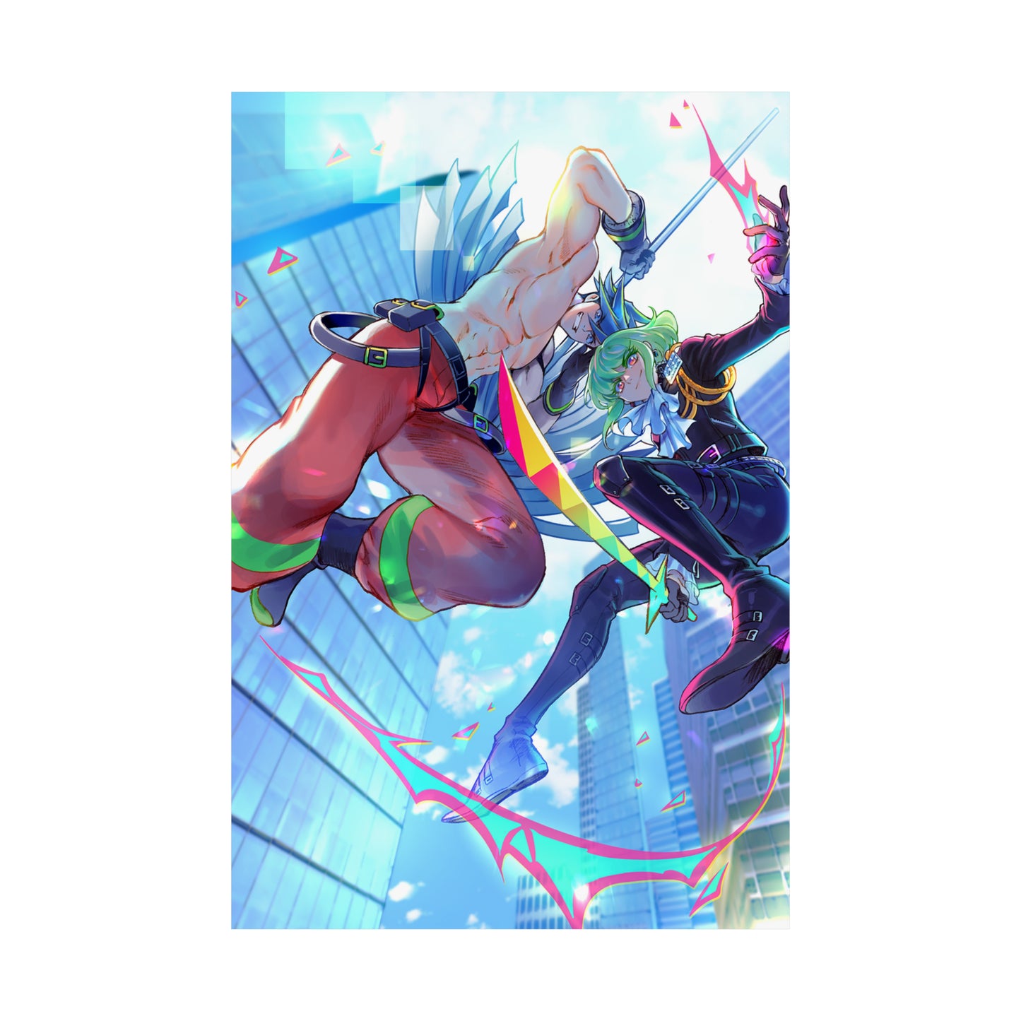 Promare Anime Poster - Galo and Lio Wall Art Print - Manga Decor - Premium Matte Vertical Poster