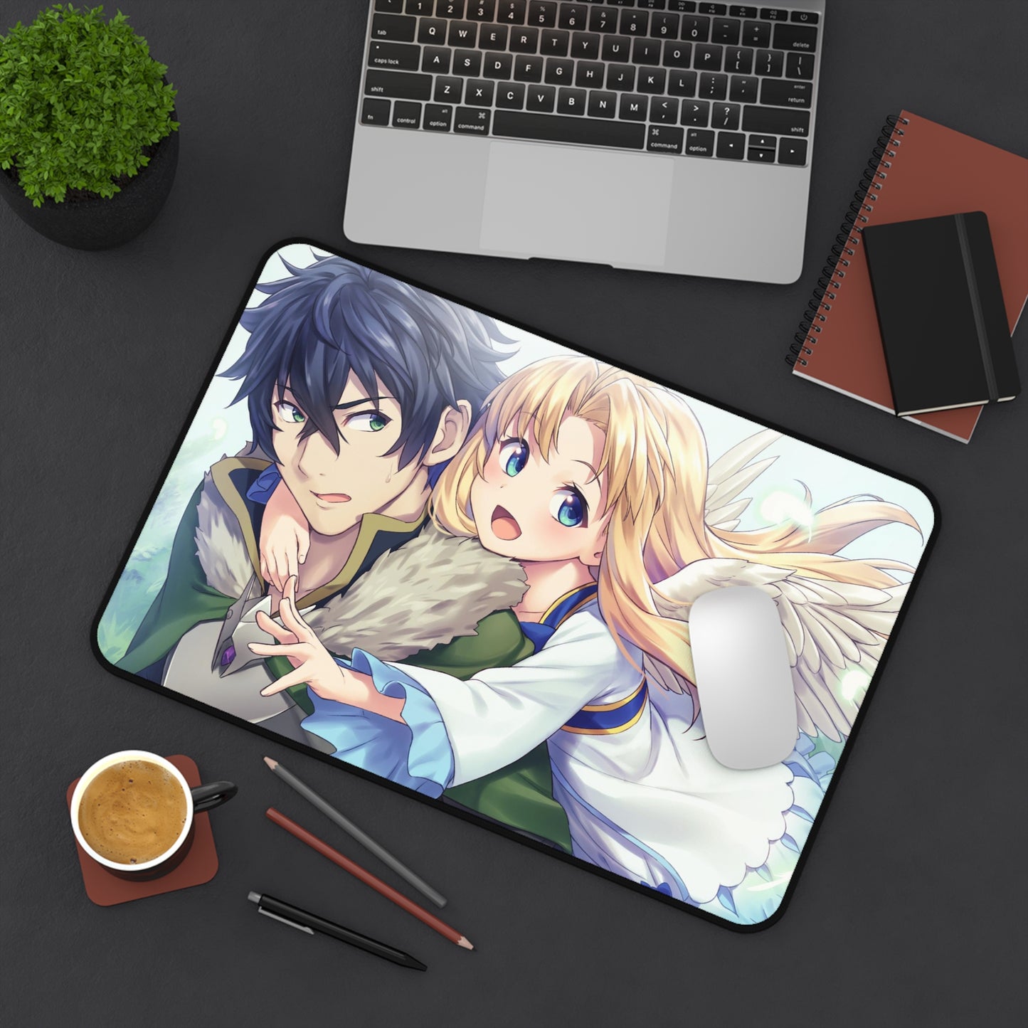 The Rising of the Shield Hero Desk Mat - Naofumi Iwatani and Firo Anime Mousepad - Non Slip Manga Playmat