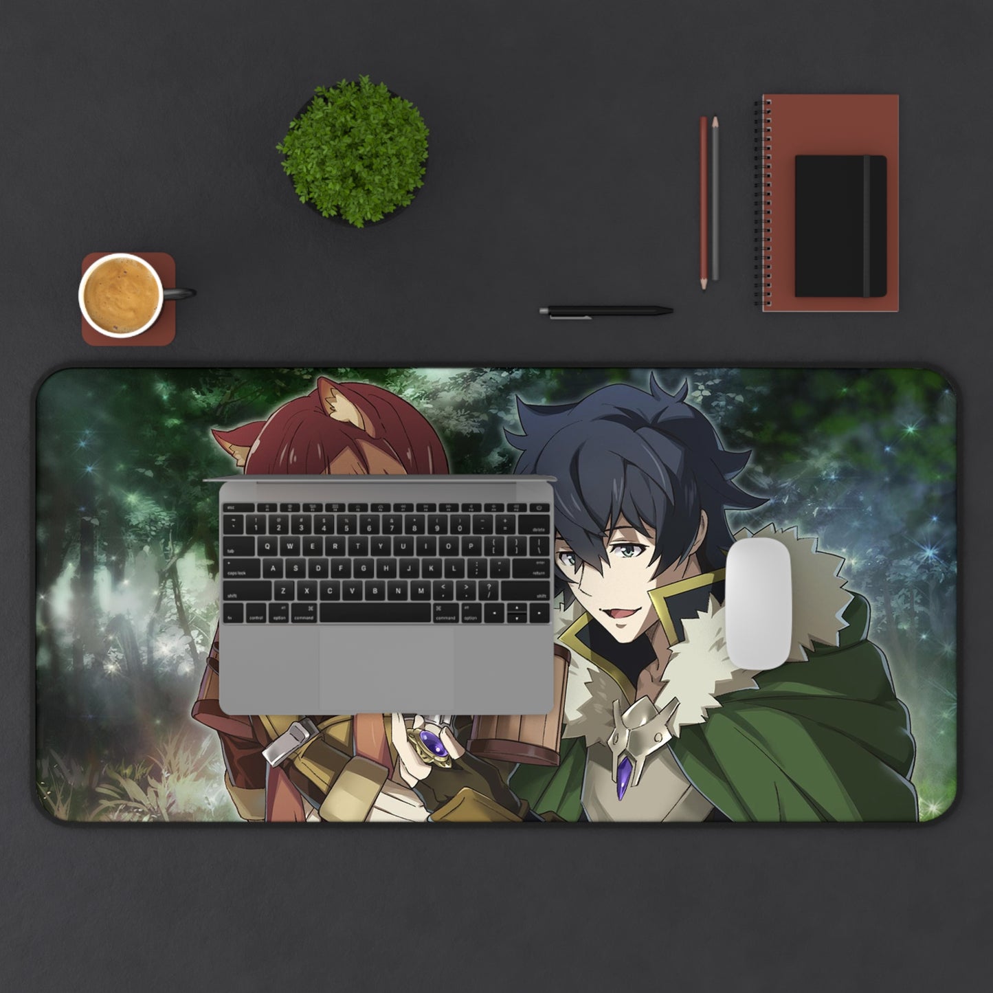 The Rising of the Shield Hero Desk Mat - Raphtalia and Naofumi Iwatani Anime Mousepad - Non Slip Manga Playmat