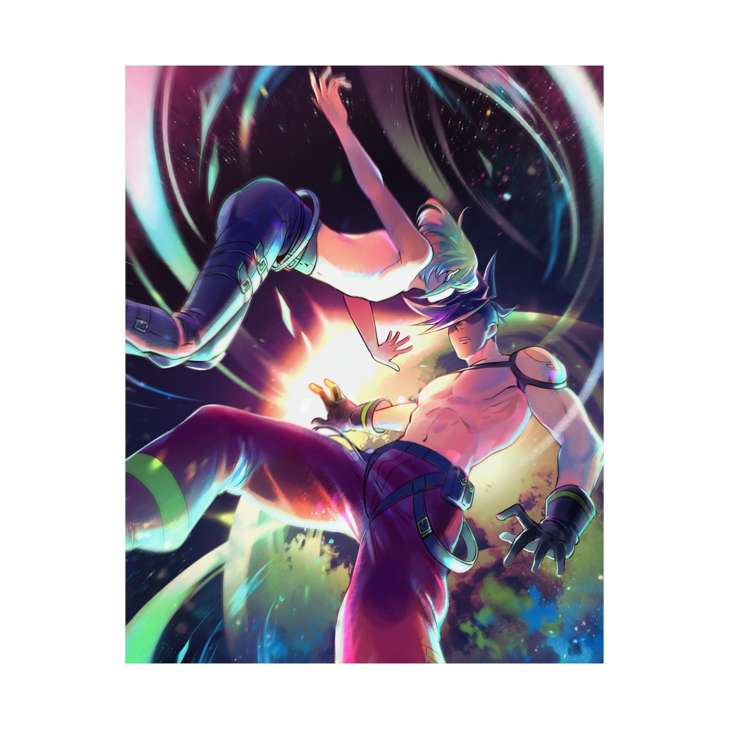 Promare Anime Poster - Lio and Galo Wall Art Print - Manga Decor - Premium Matte Vertical Poster