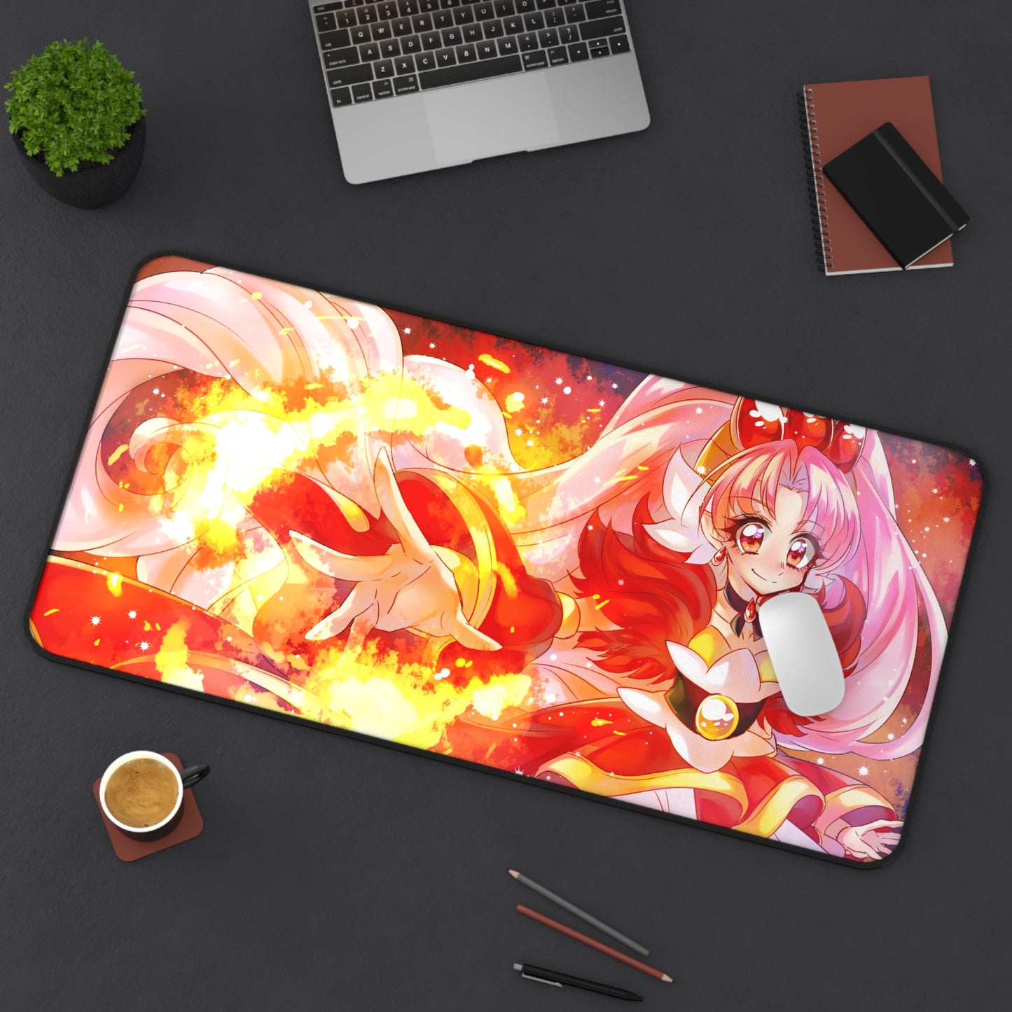 Go Princess Pretty Cure Anime Desk Mat - Cure Scarlet Precure Mousepad - Non Slip Playmat