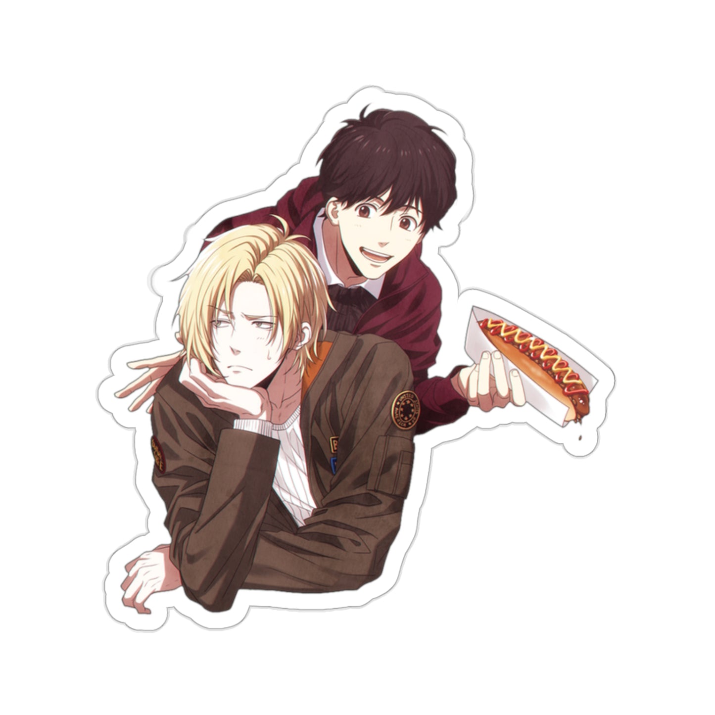 Ash Lynx and Eiji Okumura Hot Dog Waterproof Sticker - Banana Fish Premium Vinyl Decal