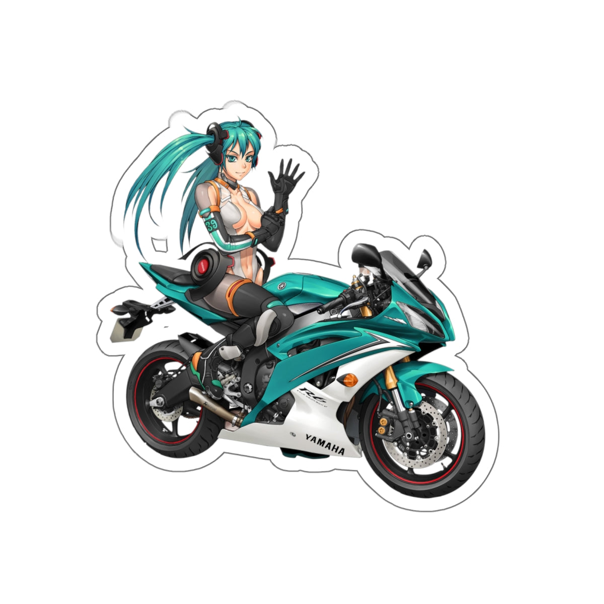 Autocollant imperméable Biker Hatsune Miku - Autocollant en vinyle de qualité supérieure Vocaloid - Autocollant de voiture Anime - Autocollant pour ordinateur portable