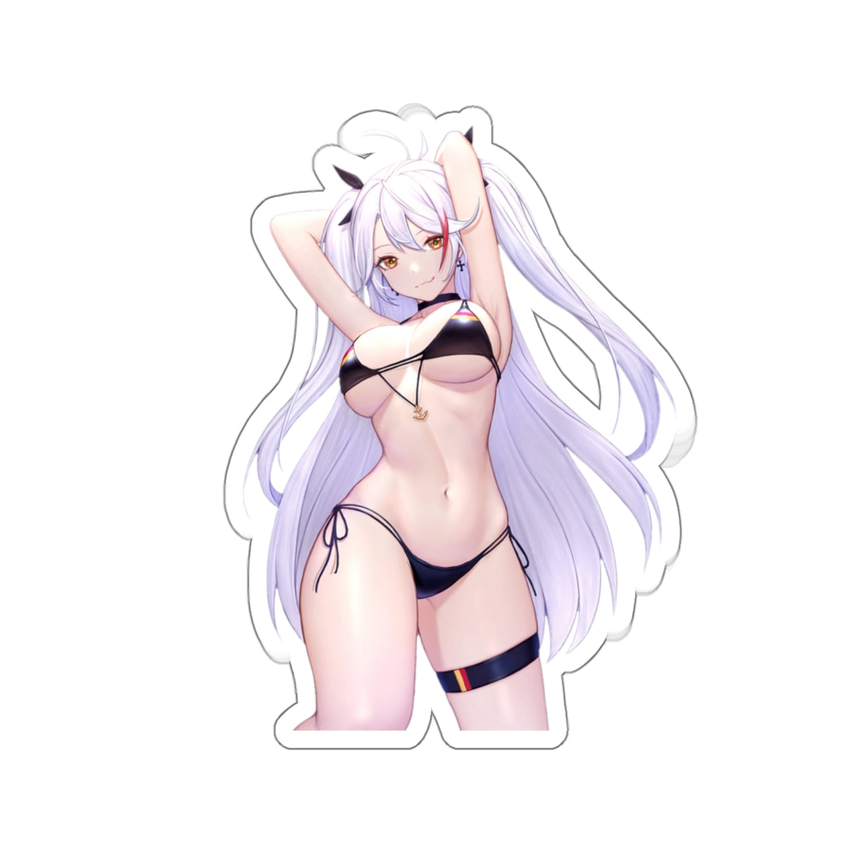 Azur Lane Waterproof Sticker - Sexy Bikini Prinz Eugen Gaming Vinyl Decal - Anime Waifu Car Decal - Laptop Sticker