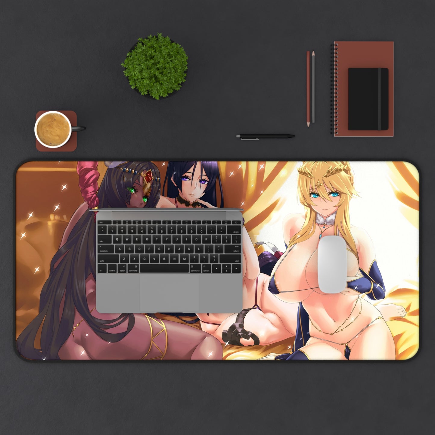 Fate Grand Order Ecchi Mousepad - Nude Artoria Pendragon, Scheherazade And Minamoto No Raikou - Large Ecchi Desk Mat - Mouse Pad