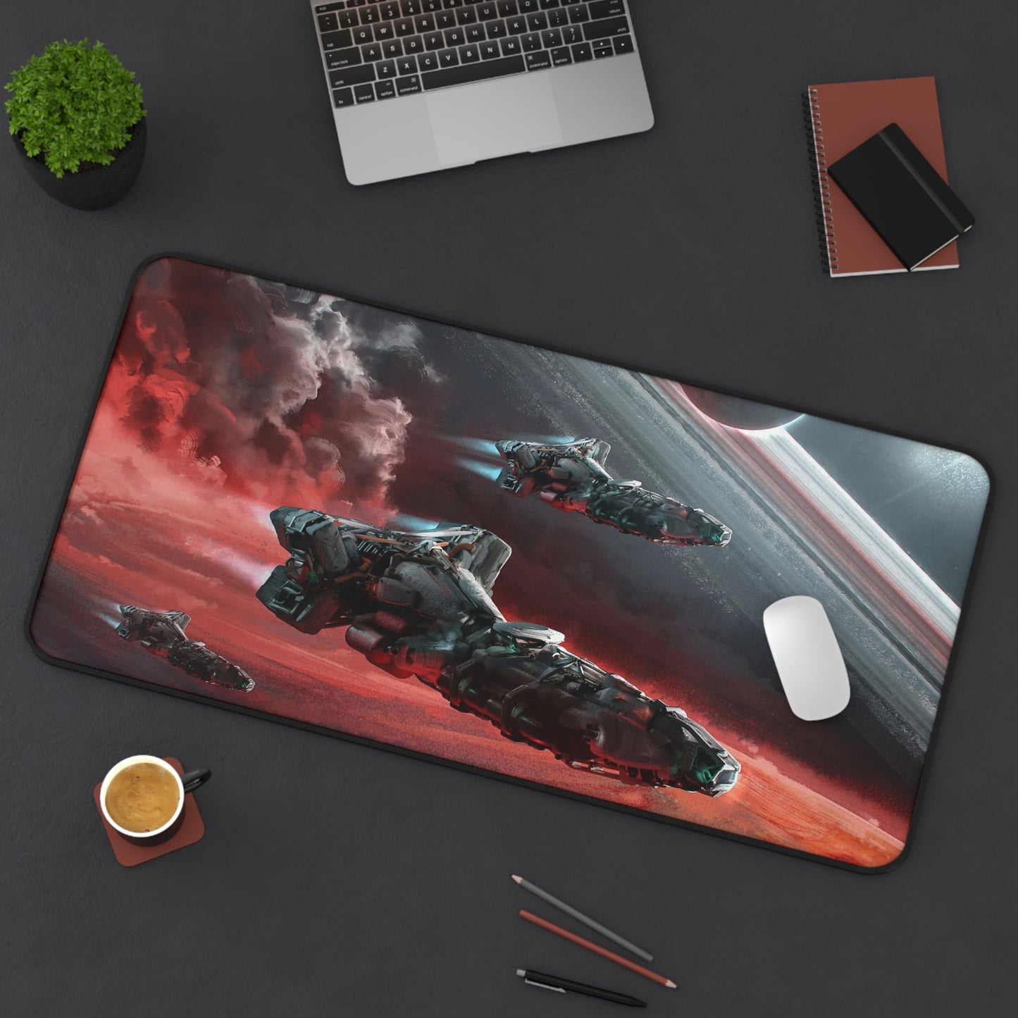 Starfield Mousepad - Starships Concept Art - XXL Gaming Desk Mat - Non Slip Gamer Playmat