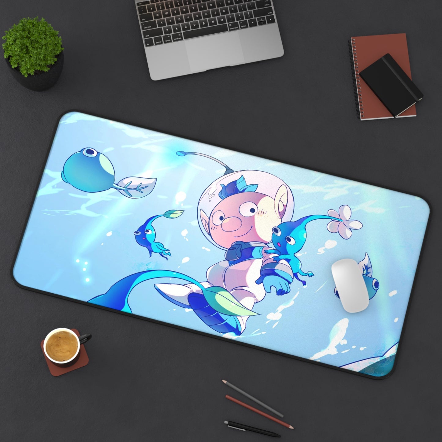 Pikmin Blue Desk Mat - Underwater XXL Gaming Mousepad - Non Slip Gamer Playmat