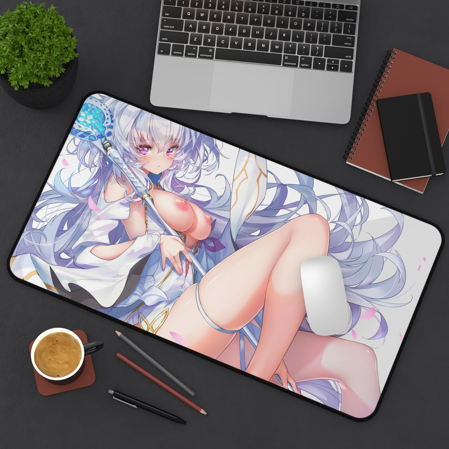 Tapis de souris sexy Fate Stay Night - Tapis de bureau animé Nude Merlin Tits - Tapis de jeu Ecchi