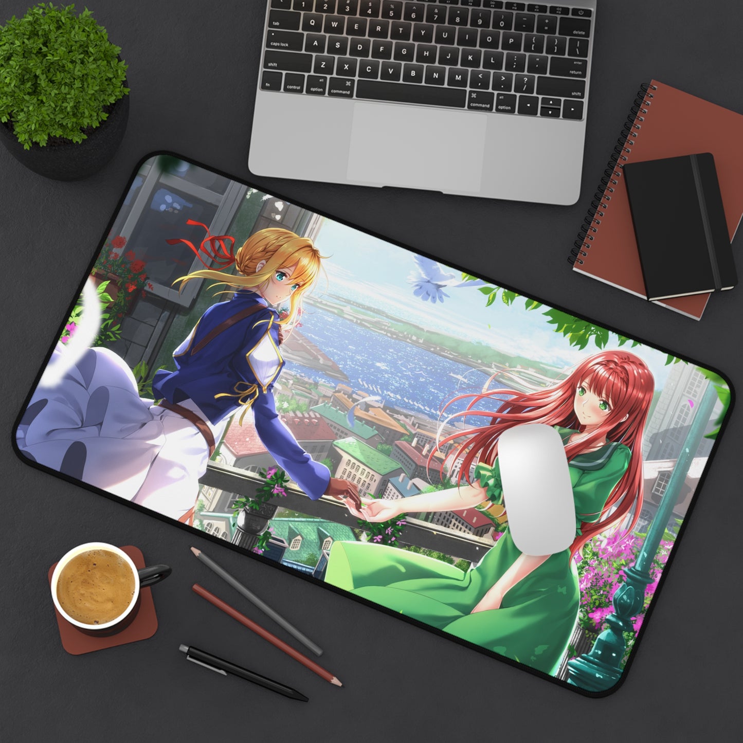 Violet Evergarden Desk Mat - Violet and Luculia Anime Waifus Mousepad - XXL Gaming Mousepad - Non Slip Manga Playmat