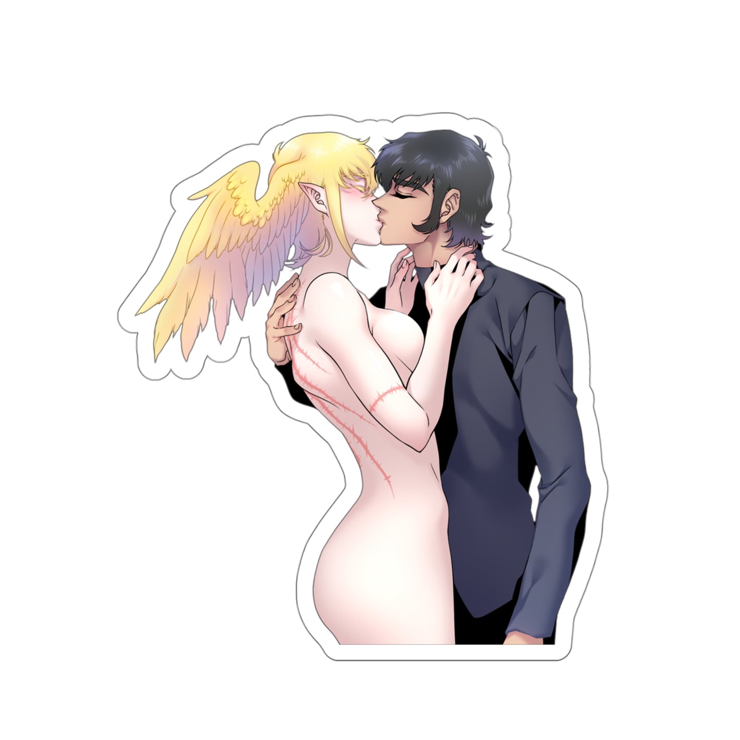 Devilman Crybaby Waterproof Sticker - Akira and Satan Kissing Manga Anime Vinyl Decal