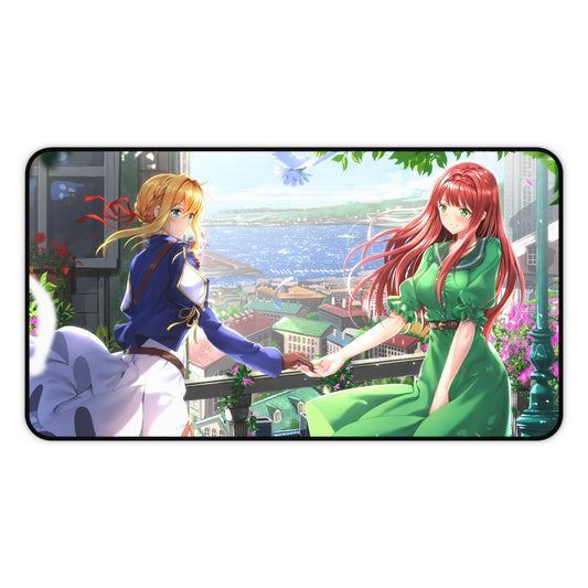 Violet Evergarden Desk Mat - Violet and Luculia Anime Waifus Mousepad - XXL Gaming Mousepad - Non Slip Manga Playmat