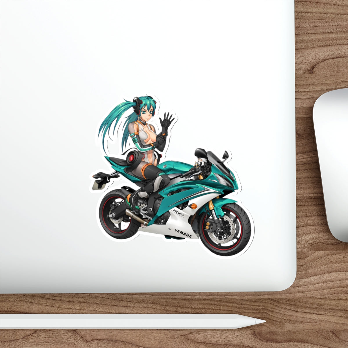 Autocollant imperméable Biker Hatsune Miku - Autocollant en vinyle de qualité supérieure Vocaloid - Autocollant de voiture Anime - Autocollant pour ordinateur portable