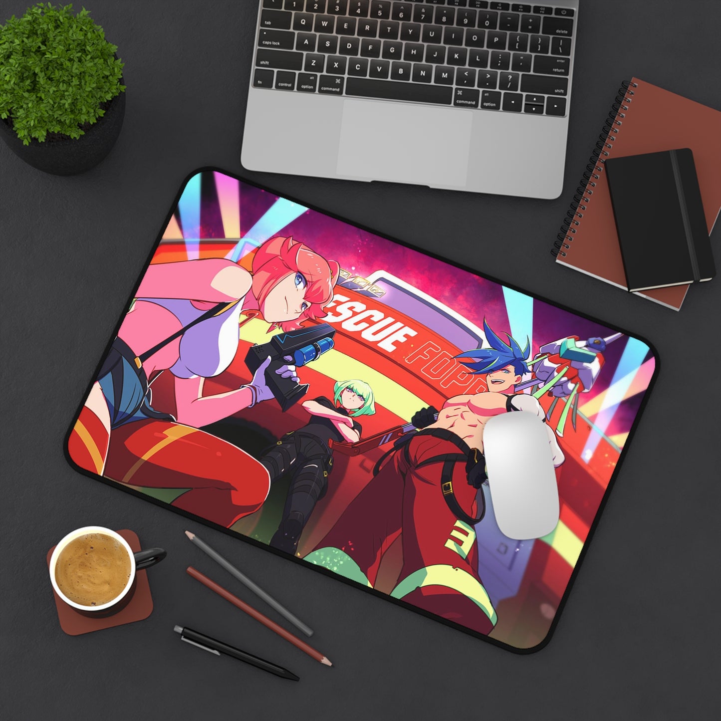 Promare Desk Mat - Promare Anime Mousepad - Non Slip Manga Playmat - Aina Lio and Galo