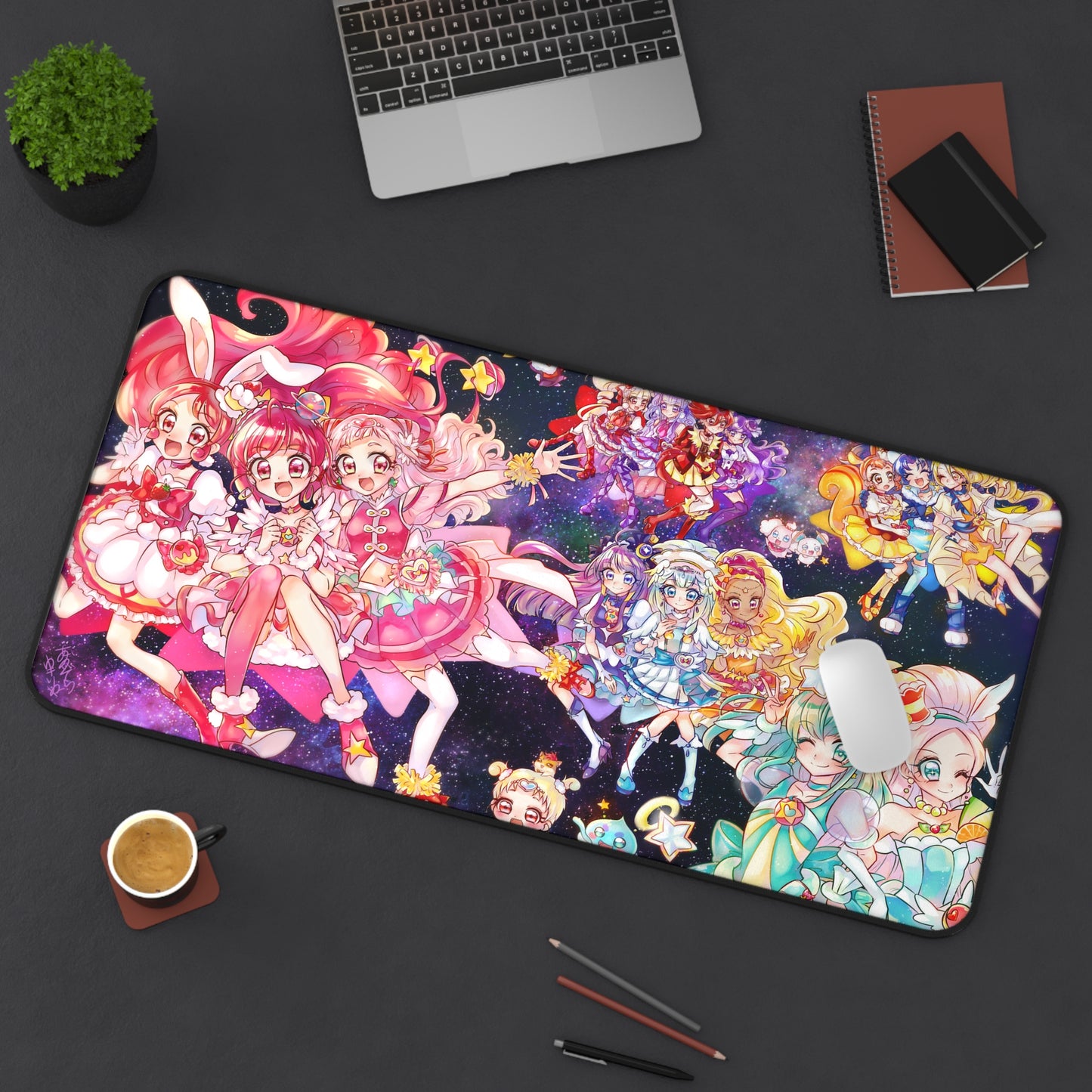 Pretty Cure Anime Desk Mat - All Star Characters Precure Mousepad - Non Slip Playmat