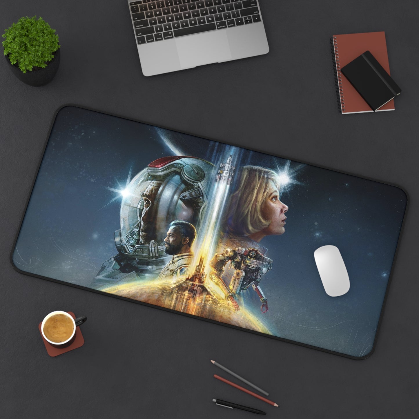 Starfield Desk Mat - Journey into Space XXL Gaming Mousepad - Non Slip Gamer Playmat - Sci Fi Art Gift