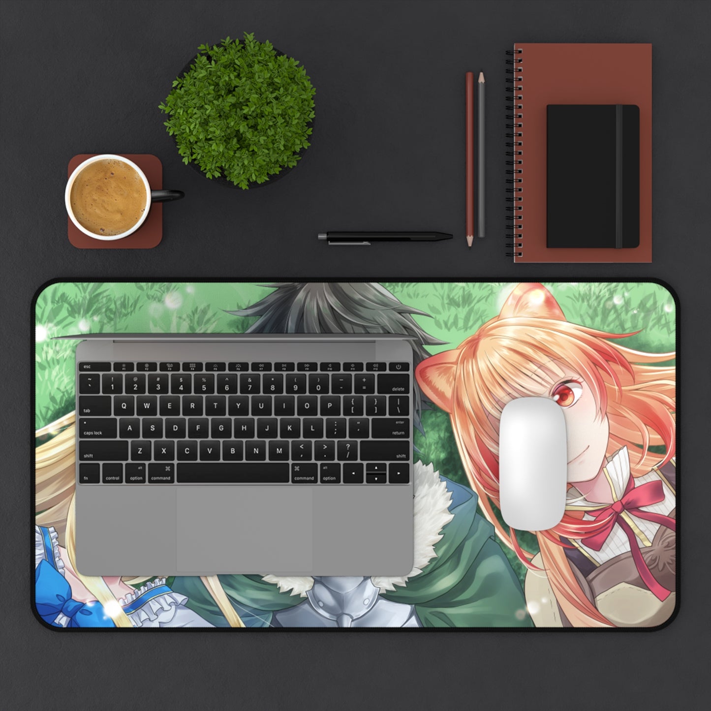 The Rising of the Shield Hero Desk Mat - Firo Iwatani and Raphtalia Anime Mousepad - Non Slip Manga Playmat