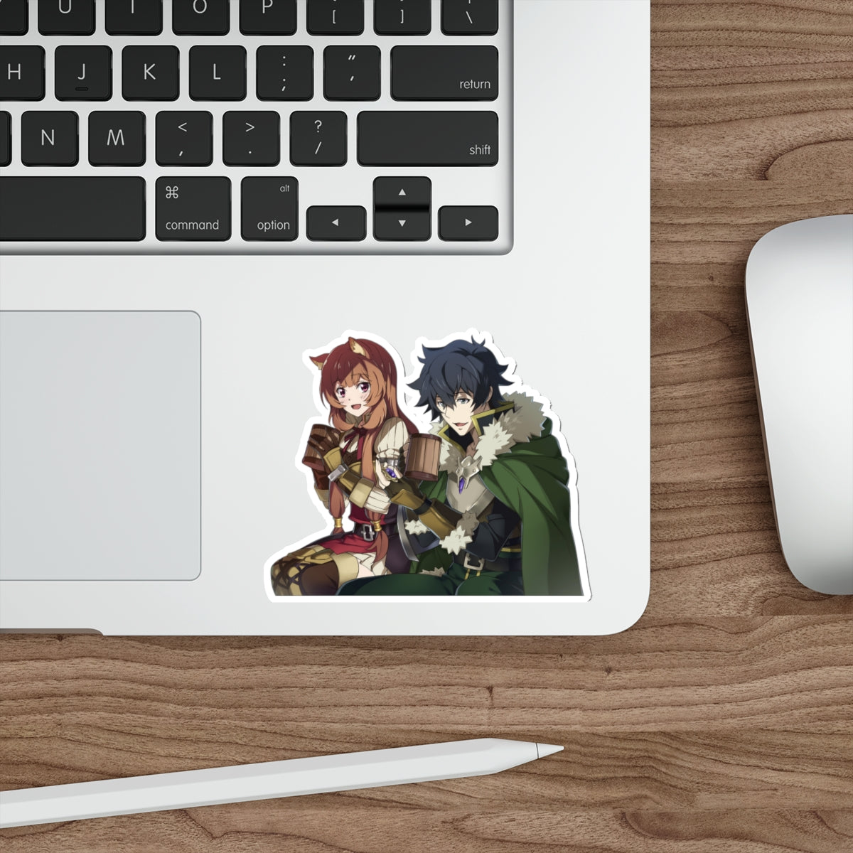 Autocollant imperméable The Rising of the Shield Hero - Autocollant en vinyle Anime Raphtalia et Naofumi Iwatani - Autocollant pour pare-chocs de voiture - Autocollant pour ordinateur portable