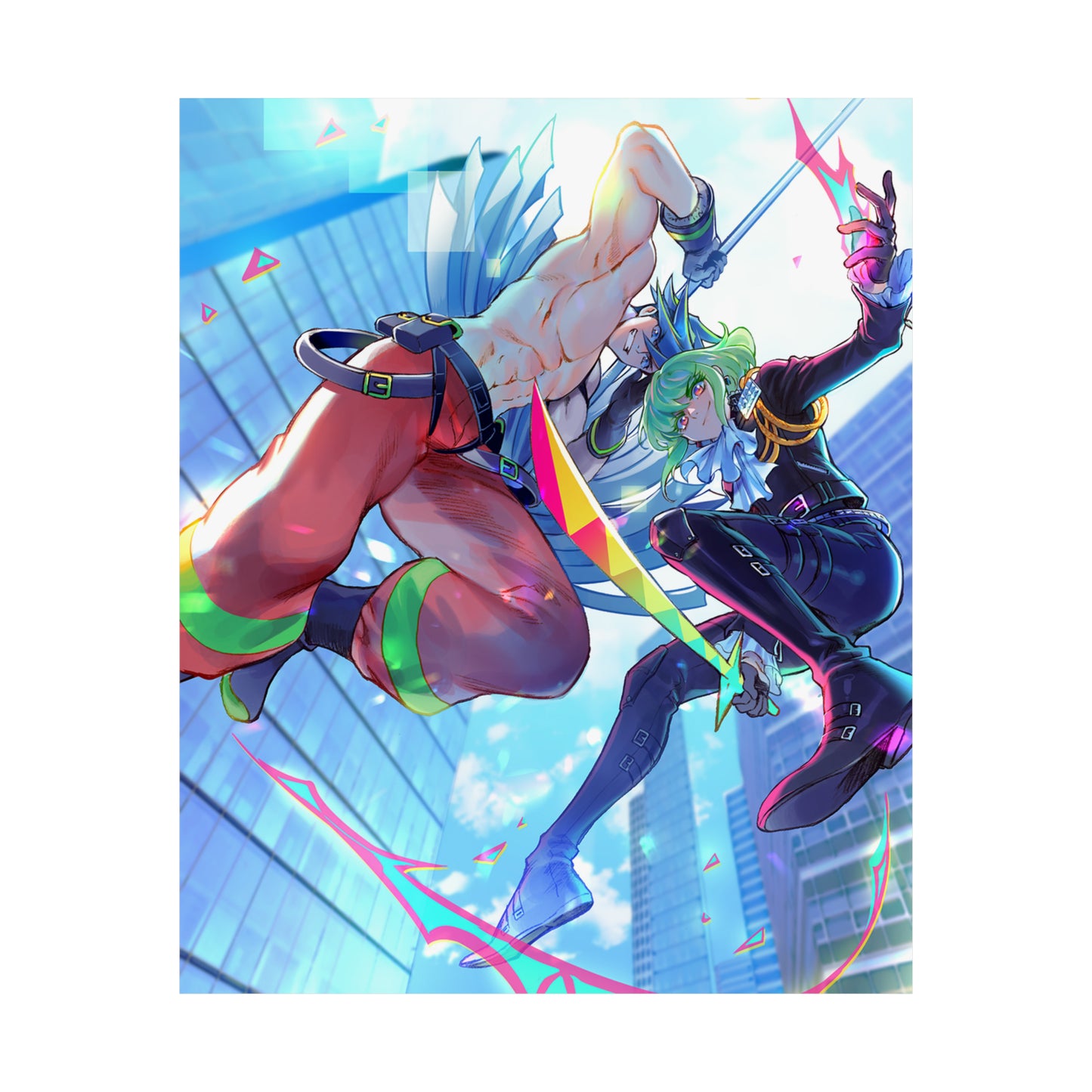 Promare Anime Poster - Galo and Lio Wall Art Print - Manga Decor - Premium Matte Vertical Poster