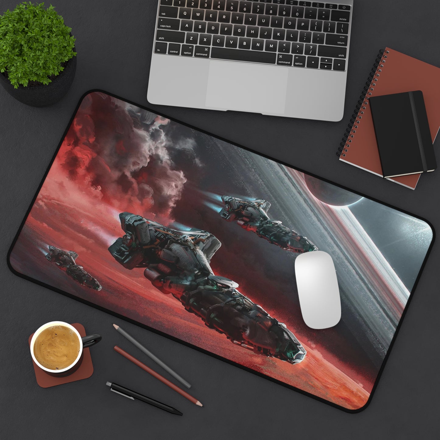 Starfield Mousepad - Starships Concept Art - XXL Gaming Desk Mat - Non Slip Gamer Playmat