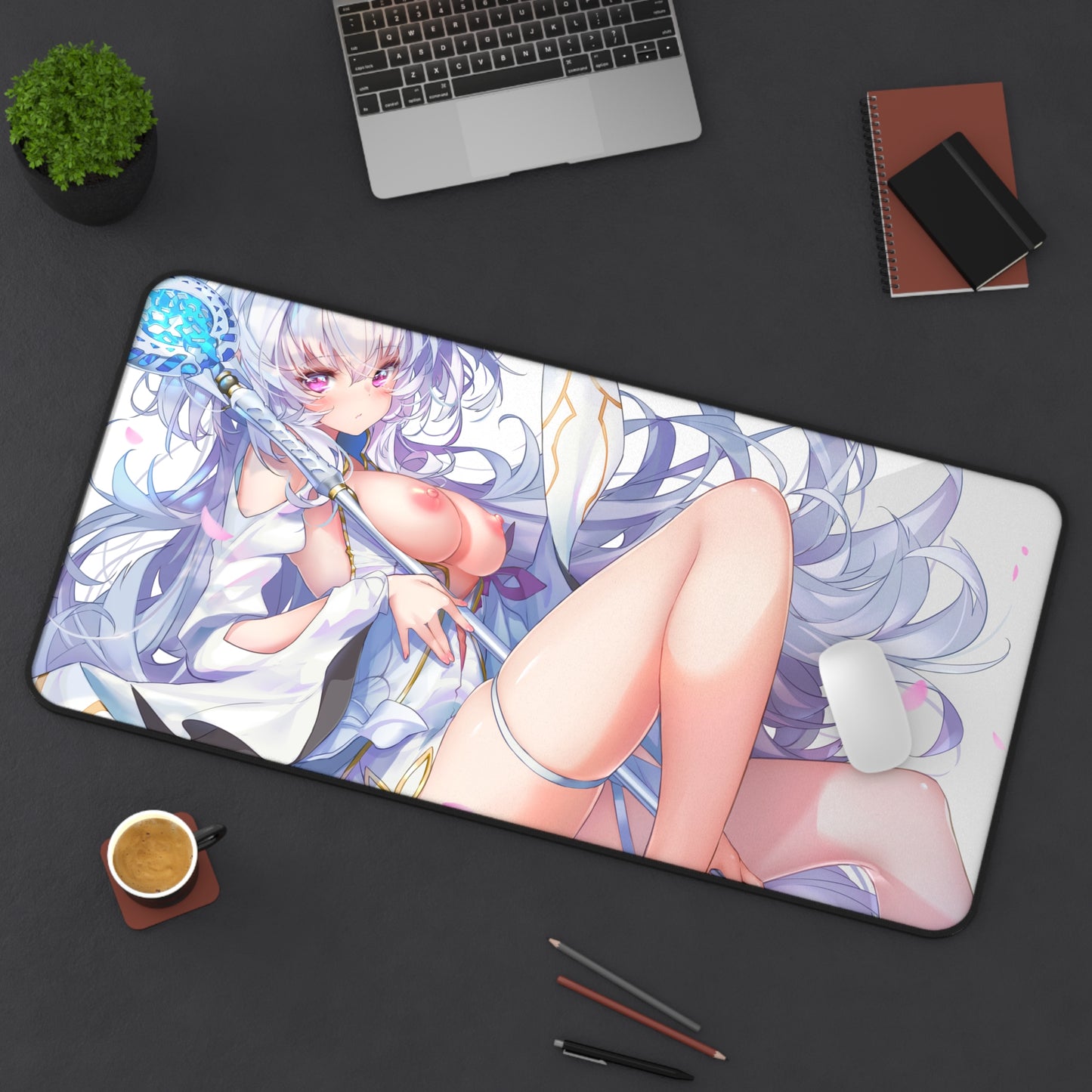 Tapis de souris sexy Fate Stay Night - Tapis de bureau animé Nude Merlin Tits - Tapis de jeu Ecchi