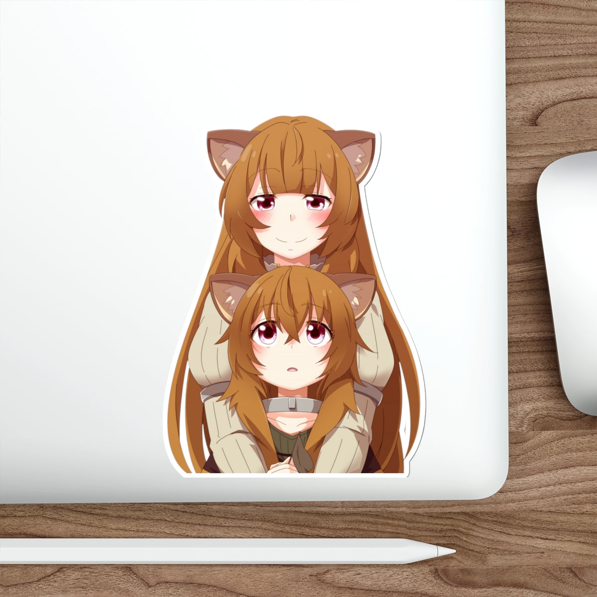 Autocollant imperméable The Rising of the Shield Hero - Autocollant en vinyle Anime Raphtalia et Chibi Raphtalia - Autocollant pour pare-chocs de voiture - Autocollant pour ordinateur portable