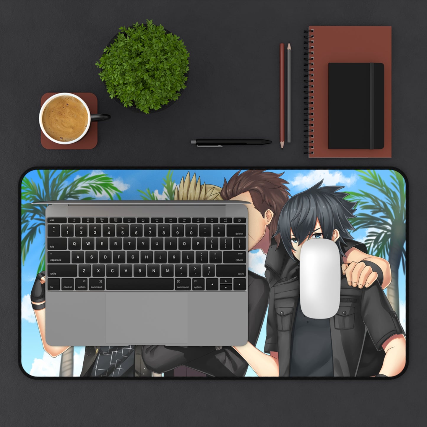 Final Fantasy 15 Party Members Desk Mat - FFXV Gaming Mousepad - XXL Non Slip Anime Playmat - Prompto Ignis Gladiolus Noctis