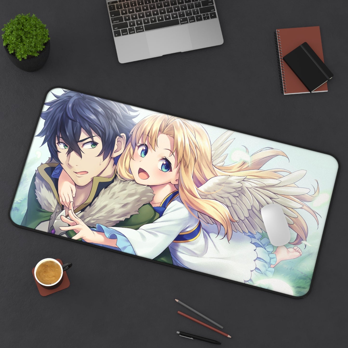 The Rising of the Shield Hero Desk Mat - Naofumi Iwatani and Firo Anime Mousepad - Non Slip Manga Playmat