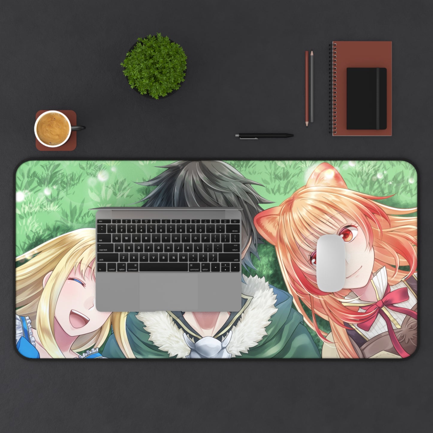 The Rising of the Shield Hero Desk Mat - Firo Iwatani and Raphtalia Anime Mousepad - Non Slip Manga Playmat