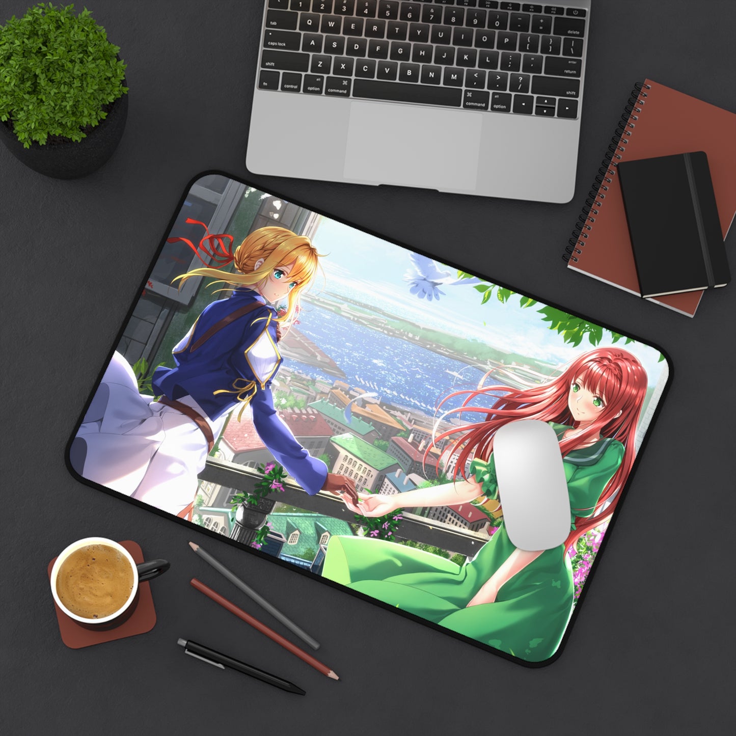 Violet Evergarden Desk Mat - Violet and Luculia Anime Waifus Mousepad - XXL Gaming Mousepad - Non Slip Manga Playmat