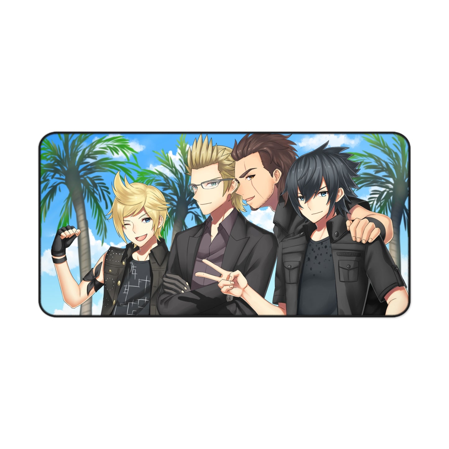 Final Fantasy 15 Party Members Desk Mat - FFXV Gaming Mousepad - XXL Non Slip Anime Playmat - Prompto Ignis Gladiolus Noctis