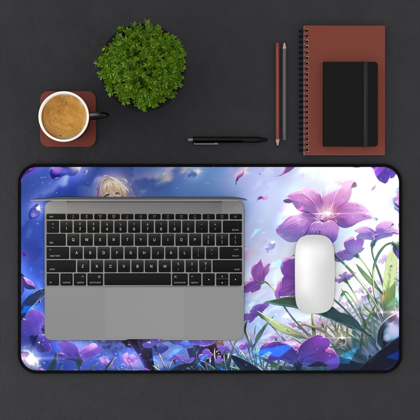 Violet Evergarden Desk Mat - Anime Flowers Field Mousepad -  XXL Gaming Mousepad - Non Slip Manga Playmat