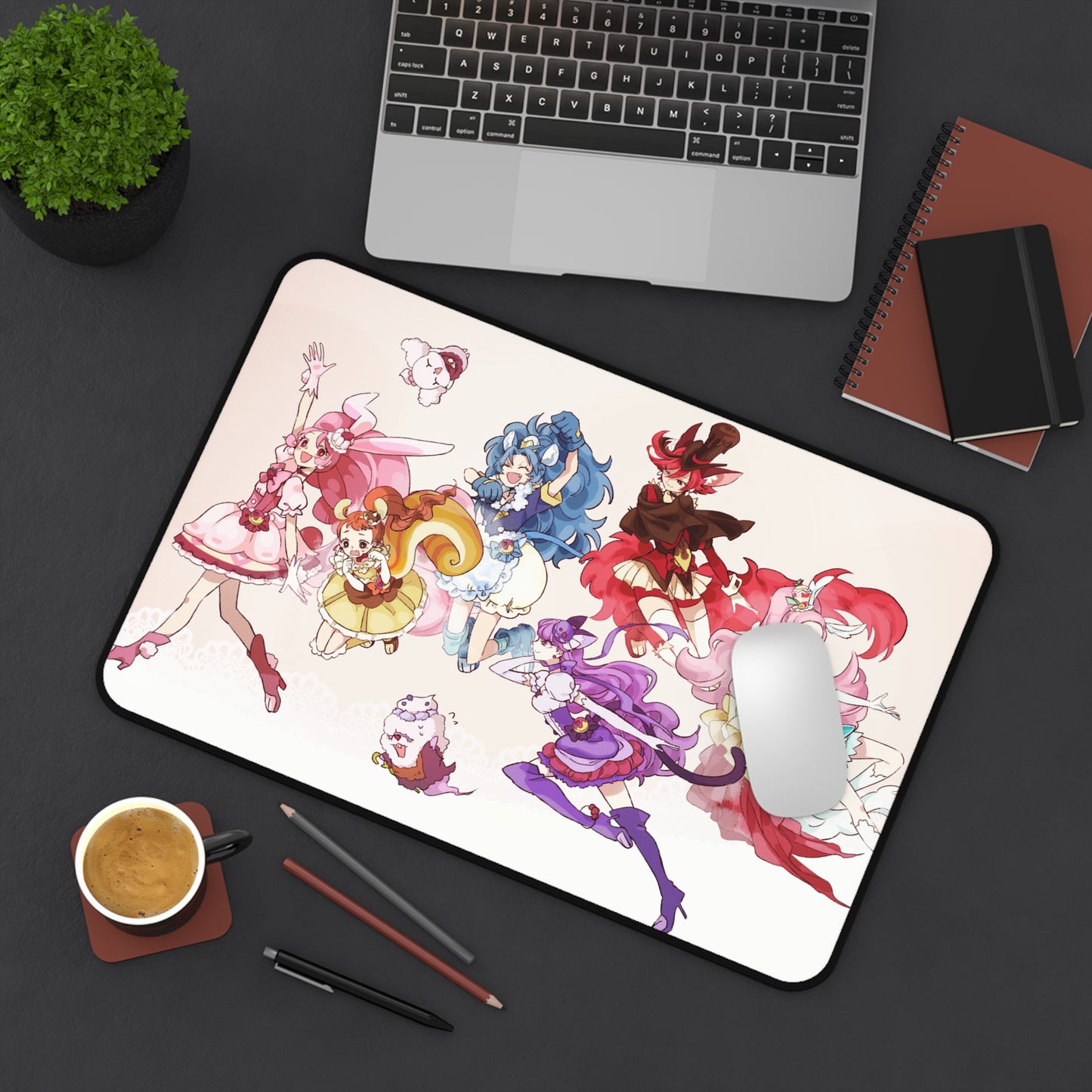 KiraKira Pretty Cure A La Mode Desk Mat - All Cures Characters Mousepad - Non Slip Precure Playmat