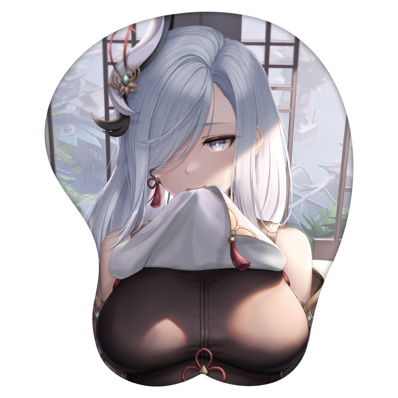 3D Mouse Pad Shenhe Genshin Impact Anime Wrist Rest Silicone Sexy Creative Gaming Mousepad Mat