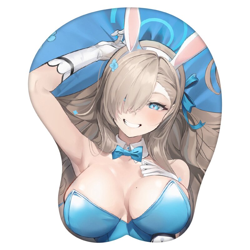 3D Mouse Pad Ichinose Asuna Blue Archive Anime Wrist Rest Silicone Sexy Creative Gaming Mousepad Mat