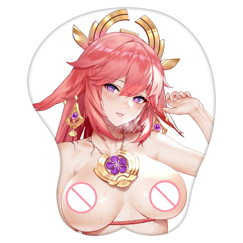 3D Mouse Pad Yae Miko Genshin Impact  Anime Wrist Rest Silicone Sexy Creative Gaming Mousepad Mat