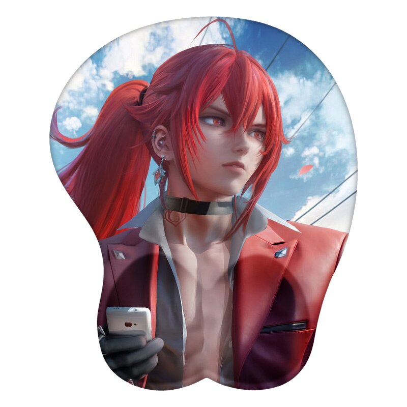 3D Mouse Pad Diluc Ragnvindr Genshin Impact Anime Wrist Rest Silicone Sexy Creative Gaming Mousepad Mat