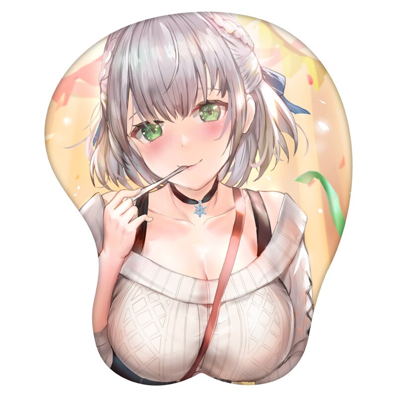 3D Mouse Pad Shirogane Noel Hololive Anime Wrist Rest Silicone Sexy Creative Gaming Mousepad Mat