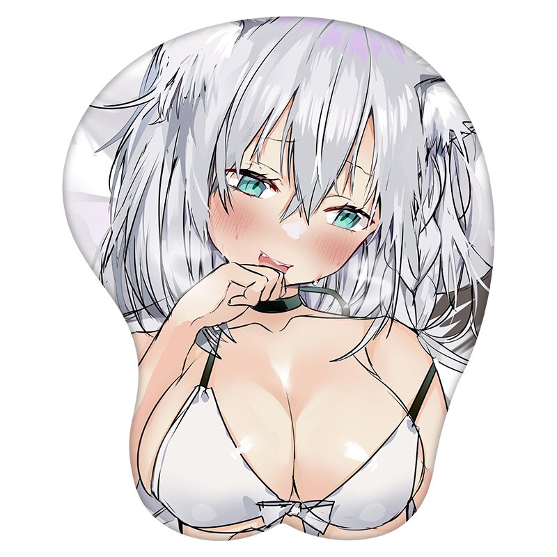 3D Mouse Pad Shirakami Fubuki Hololive  Anime Wrist Rest Silicone Sexy Creative Gaming Mousepad Mat