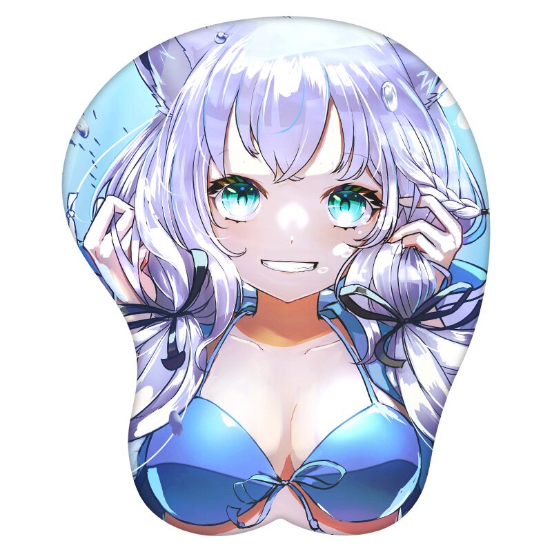 3D Mouse Pad Shirakami Fubuki Hololive  Anime Wrist Rest Silicone Sexy Creative Gaming Mousepad Mat