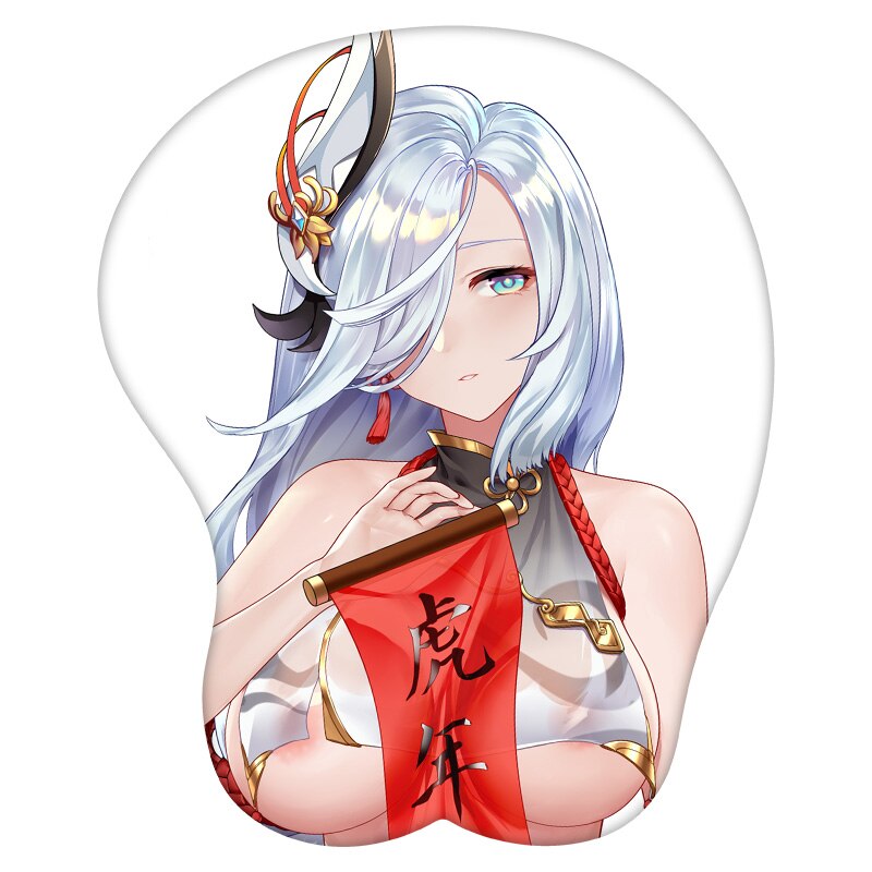 3D Mouse Pad Shenhe Genshin Impact Anime Wrist Rest Silicone Sexy Creative Gaming Mousepad Mat