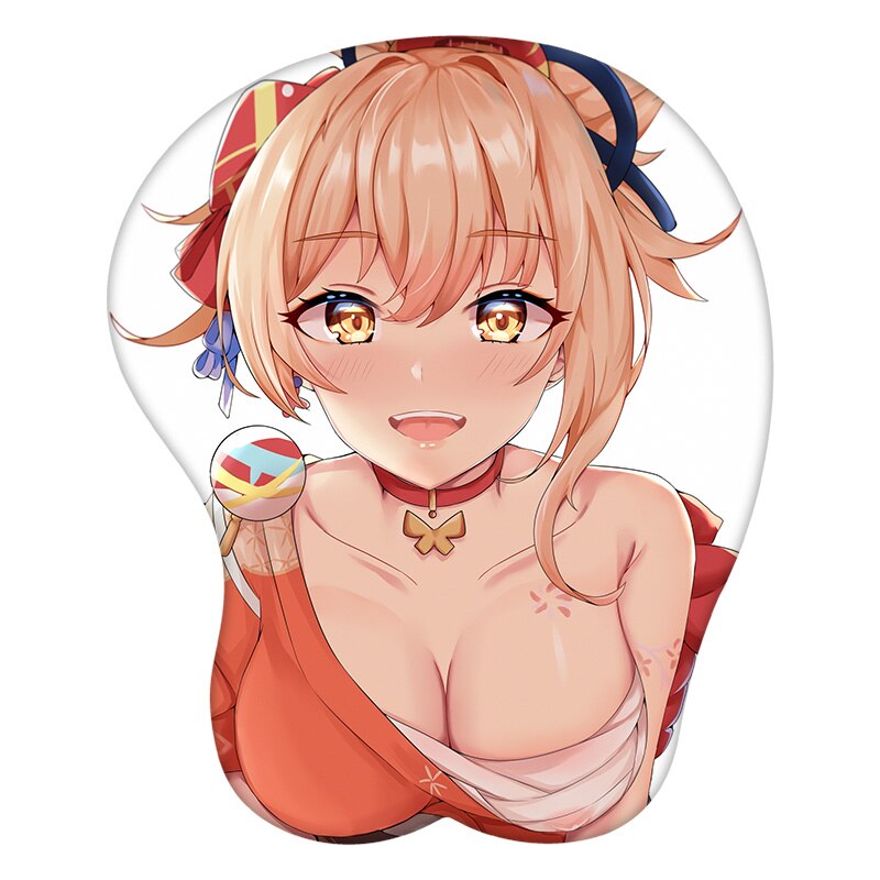 3D Mouse Pad Yoimiya Genshin Impact  Anime Wrist Rest Silicone Sexy Creative Gaming Mousepad Mat