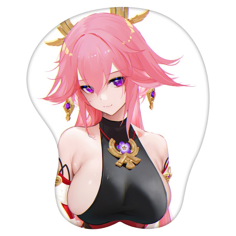 3D Mouse Pad Yae Miko Genshin Impact  Anime Wrist Rest Silicone Sexy Creative Gaming Mousepad Mat