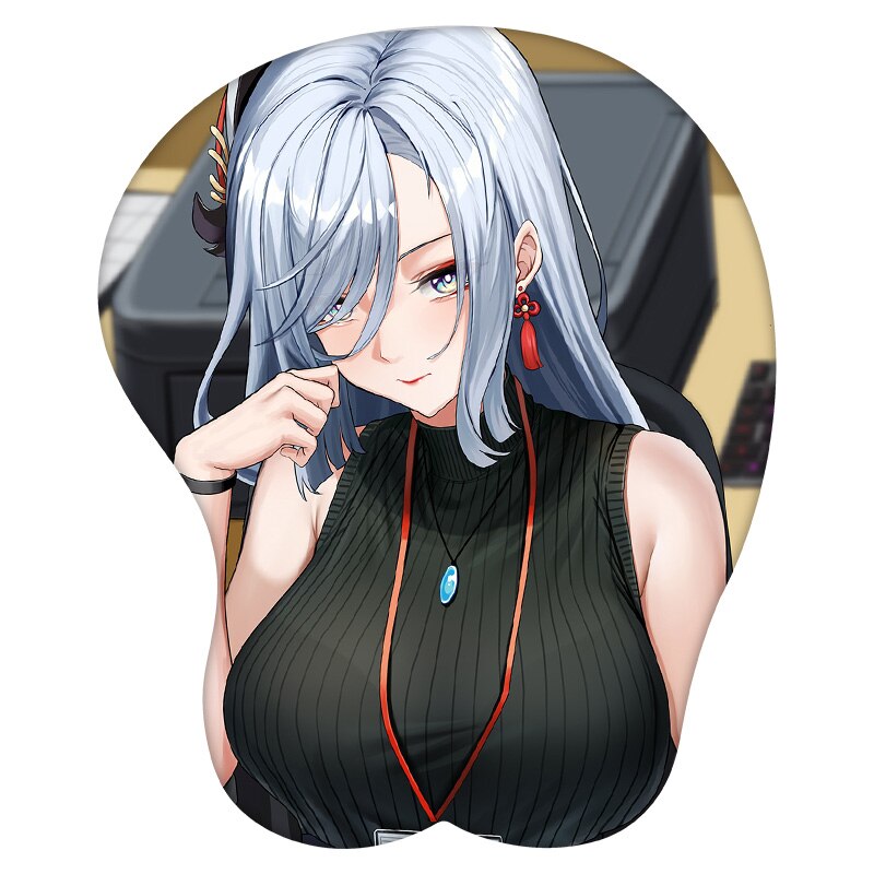 3D Mouse Pad Shenhe Genshin Impact Anime Wrist Rest Silicone Sexy Creative Gaming Mousepad Mat