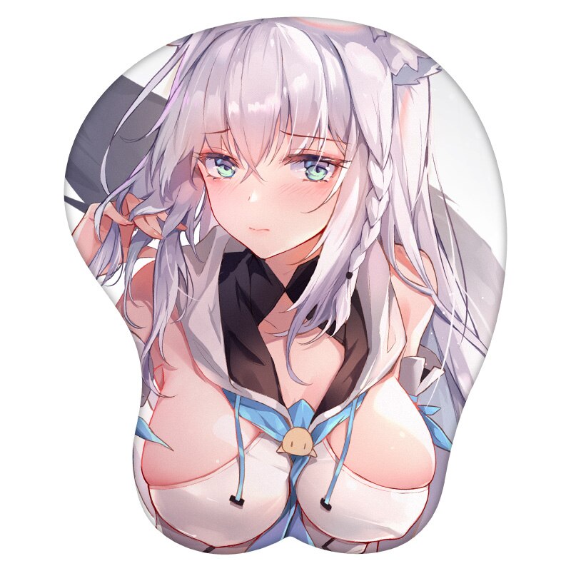 3D Mouse Pad Shirakami Fubuki Hololive  Anime Wrist Rest Silicone Sexy Creative Gaming Mousepad Mat