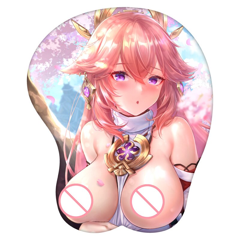 3D Mouse Pad Yae Miko Genshin Impact  Anime Wrist Rest Silicone Sexy Creative Gaming Mousepad Mat